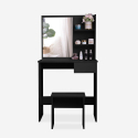 Svart sminkstation toalettbord med spegel låda och pall Mayca Black Försäljning