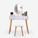 Sminkstation skandinavisk design spegel LED lådor pall Serena Försäljning