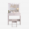 Sminkstation toalettbord spegel med LED lampor pall Gaia Försäljning