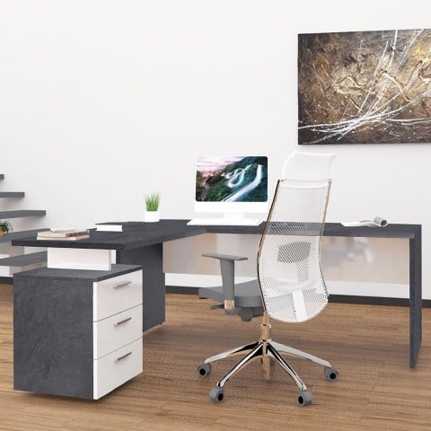 Modernt hörnskrivbord 180x160 med byrå med 3 lådor New Selina Report Kampanj