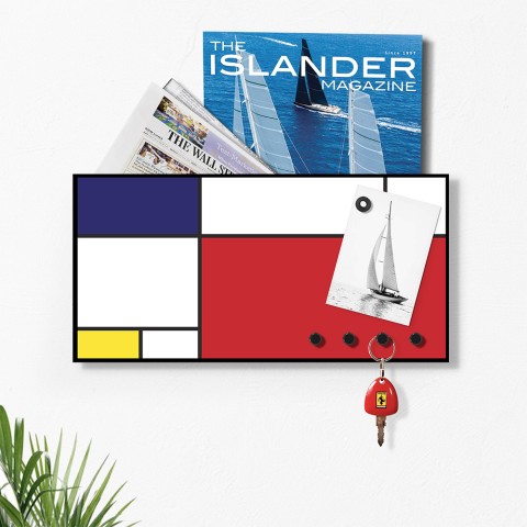 Vägg nyckelhållare modern design magnetisk tavla Mondrian