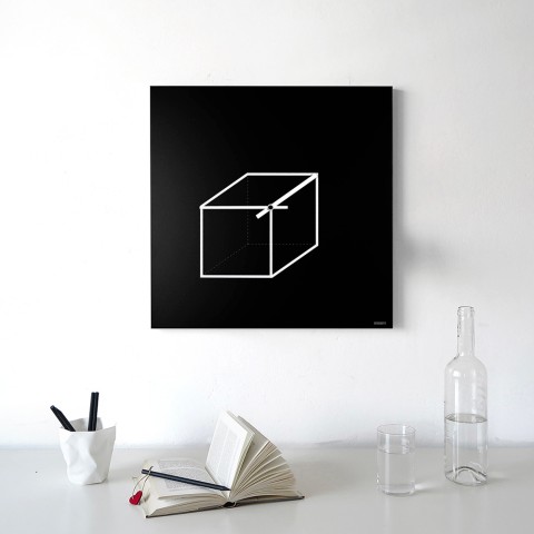 Kvadratisk väggklocka 50x50cm geometrisk minimal design Cube Kampanj