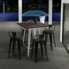 högt bord för industriell pall i metall stål och trä 60x60 welded Försäljning
