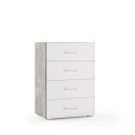 Byrå sovrum 4 lådor grå vit modern design Erbjudande