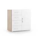 Byrå sovrum skänk dörr 4 lådor design vit trä Erbjudande