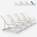 4 däckstolar solstolar hav strand armstöd aluminium hopfällbara Riccione Gold Lux Modell