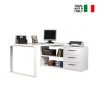 Hörnskrivbord med lådor glansigt vitt modern design 170x140cm Glassy Försäljning